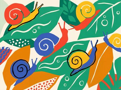 Matisse Style Snail in Garden Canvas Wall Art