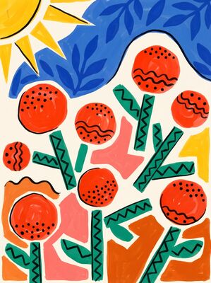 Matisse Inspired Geometric Garden Canvas Painting