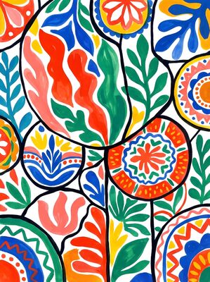 Matisse Style Stained Glass Abstract Canvas Painting