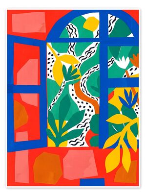 Abstract Colorful Window View Canvas Wall Art