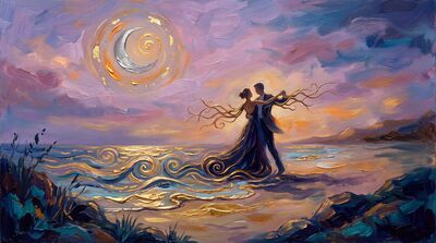 Romantic Beach Dance at Golden Hour Canvas Painting