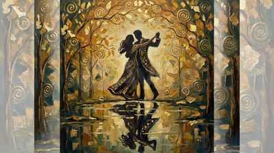 Lovers in Enchanted Forest Clearing Canvas Wall Art