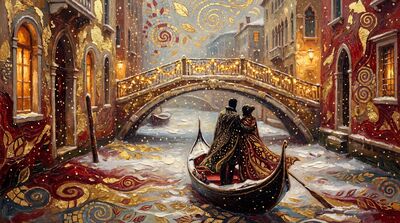 Romantic Venetian Gondola Ride Canvas Painting