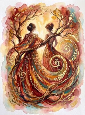 Romantic Tree of Love Couple Canvas Painting
