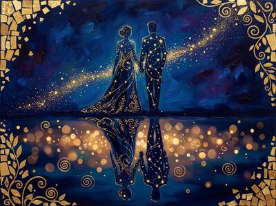 Two Stars Connected by Love Canvas Painting