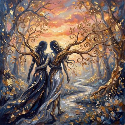 Lovers Growing Together as One Tree Canvas Wall Art