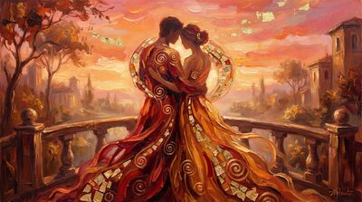 Warm Abstract Couple Painting Canvas Painting