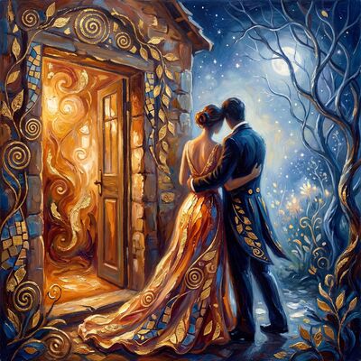 Doorway Love with Warm Light Canvas Wall Art