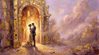 Partners in Warm Evening Doorway Canvas Painting