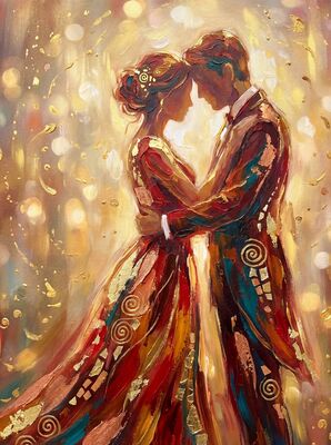 Abstract Brushstroke Romance Canvas Painting