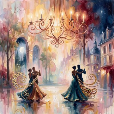 Romantic Ballroom Waltz Canvas Painting