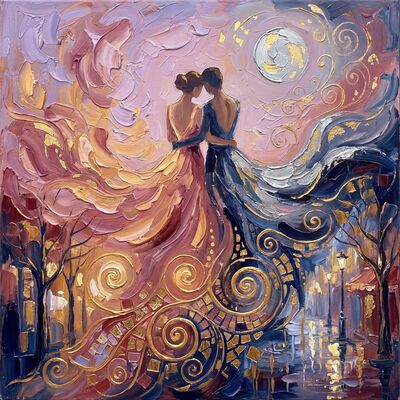 Romantic Color Field Merge Canvas Painting