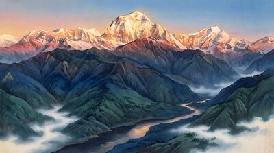 Mountain Peak Sunrise First Light Canvas Wall Art