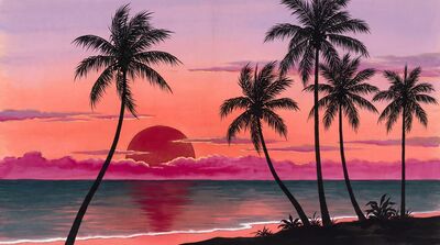 Tropical Sunrise Palm Silhouettes Canvas Painting