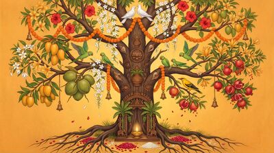 Tree of Life Saffron Sacred Canvas Painting