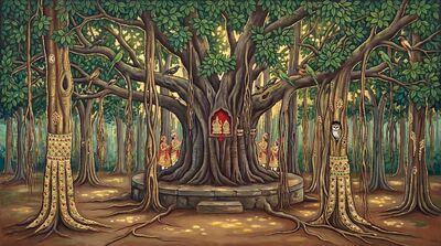 Ancient Banyan Tree Stability Canvas Painting