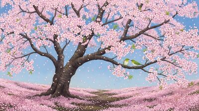 Cherry Blossom Tree Full Bloom Canvas Painting