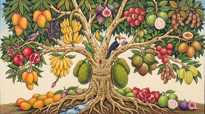Mythical Kalpavriksha Wish Tree Canvas Wall Art