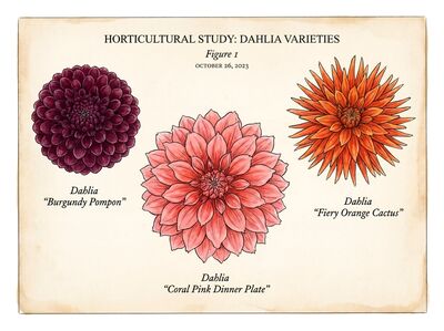 Dahlia Varieties Vintage Botanical Canvas Wall Art