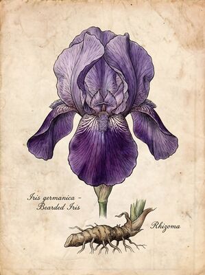 Vintage Bearded Iris Botanical Canvas Wall Art