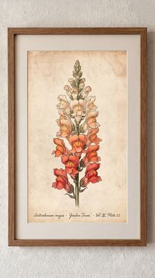 Snapdragon Tower Vintage Botanical Canvas Wall Art