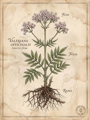 Vintage Botanical Valerian Root Canvas Wall Art