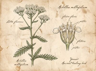 Vintage Botanical Yarrow Flat Top Canvas Wall Art