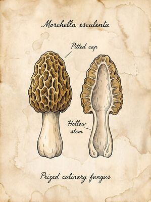 Morel Study Vintage Botanical Canvas Wall Art
