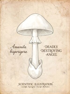 Vintage Destroying Angel Botanical Canvas Wall Art