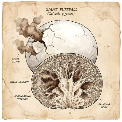 Vintage Botanical Puffball Giant Canvas Wall Art