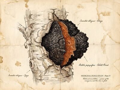 Vintage Chaga on Birch Botanical Canvas Wall Art