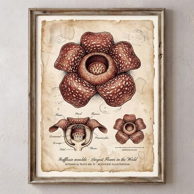 Vintage Rafflesia Giant Botanical Canvas Wall Art