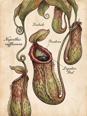 Vintage Botanical Pitcher Plant Canvas Wall Art