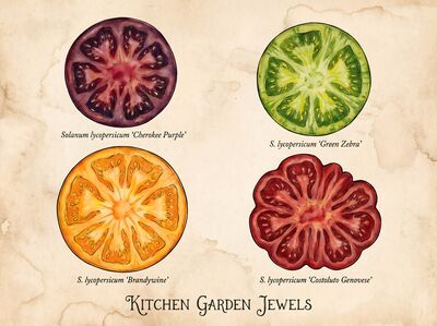 Vintage Botanical Heirloom Tomato Varieties Canvas Wall Art