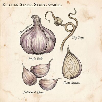 Vintage Botanical Garlic Anatomy Canvas Wall Art
