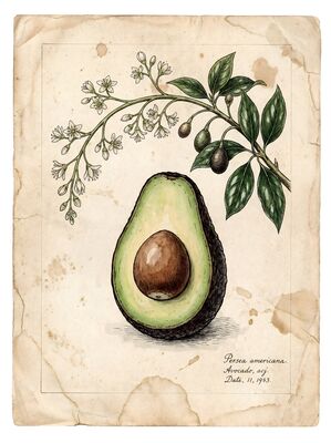 Vintage Avocado Study Botanical Canvas Wall Art
