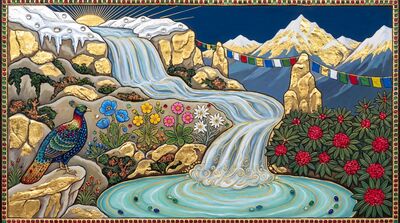 Himalayan Mountain Waterfall Pure Canvas Painting