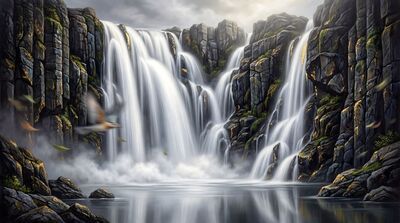 Long Exposure Silk Waterfall Canvas Wall Art