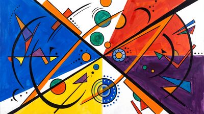 Diagonal Tension Abstract Canvas Wall Art