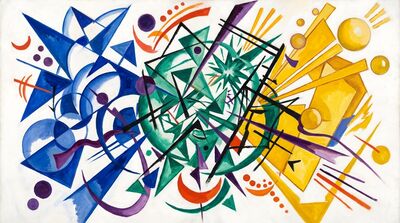 Blue Versus Yellow Abstract Canvas Painting