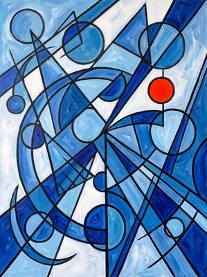 Monochrome Blue Study Abstract Canvas Wall Art