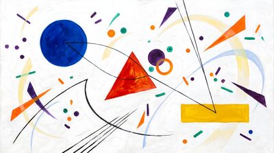 White and Color Abstract Canvas Wall Art