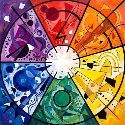 Color Wheel Abstract Canvas Painting