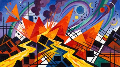 Volcanic Landscape Abstract Canvas Painting