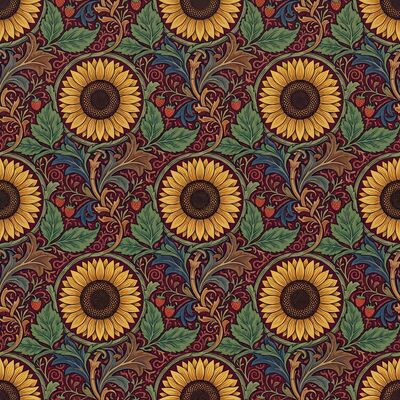 Sunflower Medallion William Morris Canvas Wall Art