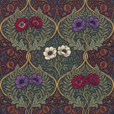 William Morris Anemone Garden Canvas Painting