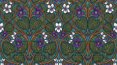 William Morris Violet Border Botanical Canvas Wall Art