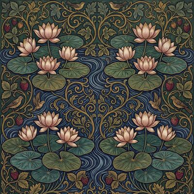 William Morris Lotus and Water Canvas Wall Art