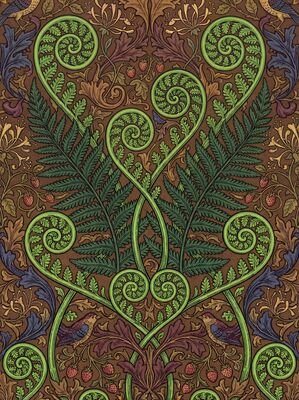 William Morris Fern Frond Unfurl Leaf Canvas Wall Art