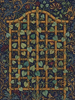 William Morris Vine and Trellis Canvas Painting